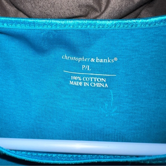 CJ Banks Basic Stretch Lightweight Sleeveless Blue Cactus Tank Top Size PL NWT - Picture 5 of 7